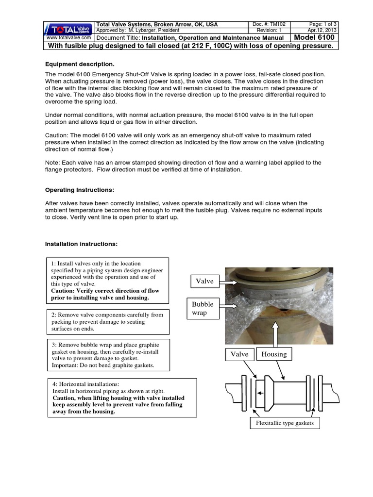 TOTAL VALVE Maintenance Manual Valve Pump