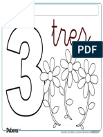 Ficha Del Numero 3 Tres para Colorear e Imprimir PDF