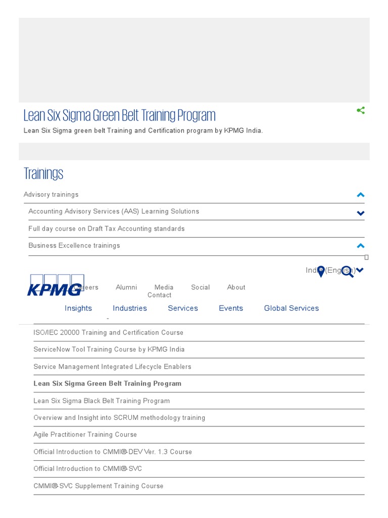 Lean Six Sigma Green Belt Training Course - KPMG - in | PDF | Six Sigma ...