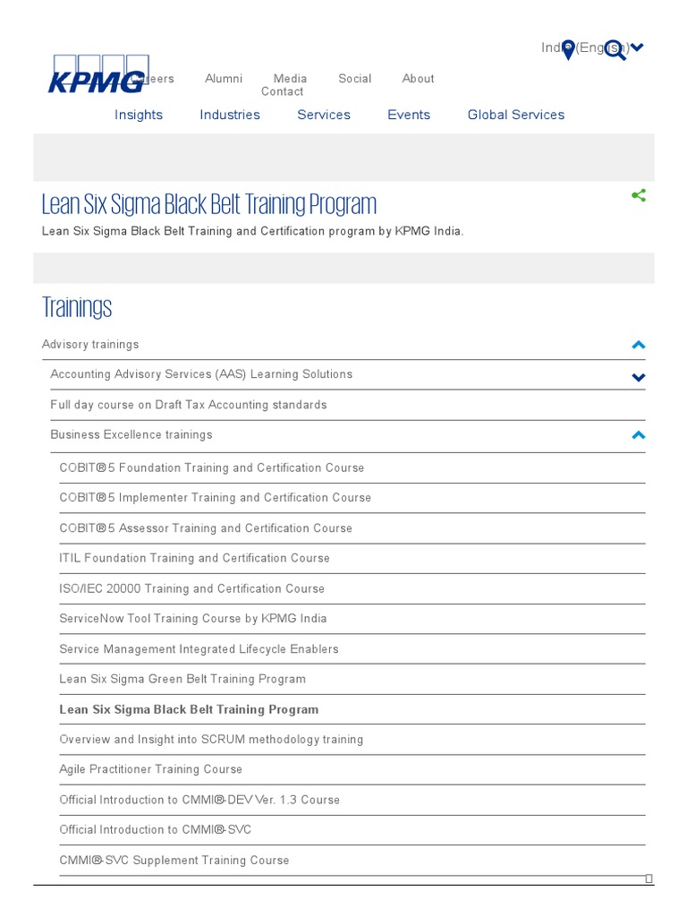 Lean Six Sigma Black Belt Training Course - KPMG - in | PDF | Analysis ...