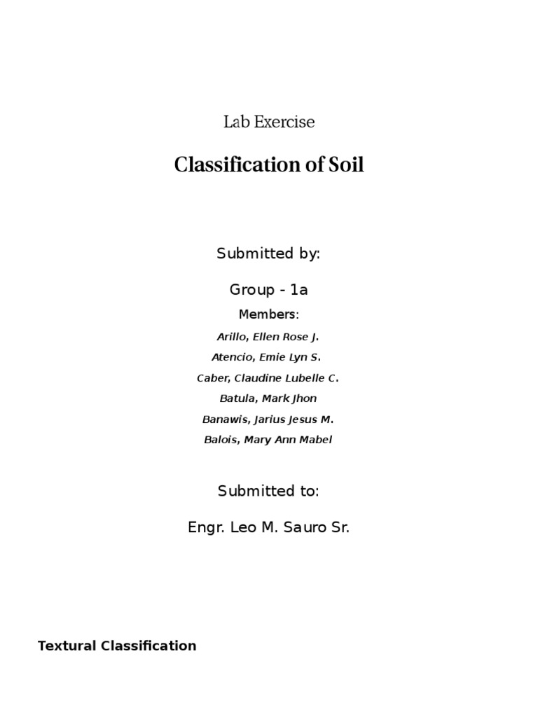 Classification of Soil: Lab Exercise | PDF | Geotechnical Engineering ...