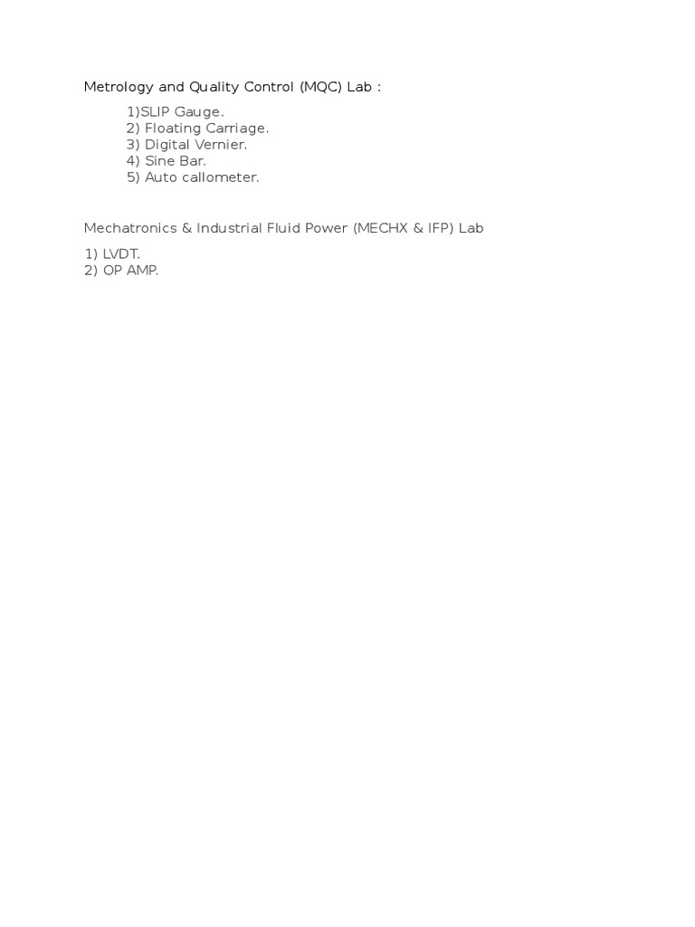 Metrology and Quality Control Lab Tools | PDF