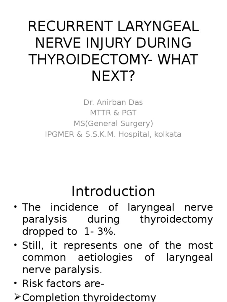 Management of RLN Injury Post-Thyroidectomy | PDF | Larynx | Human Throat