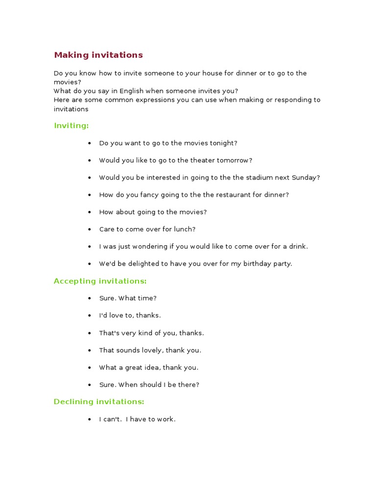 Making Invitations PDF Lesson Plan English Language