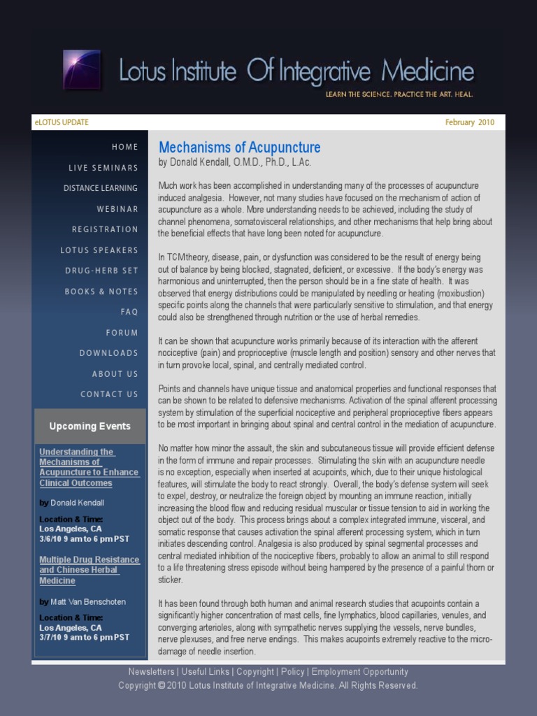 0223 Kendall Mechanismofacupuncture Final PDF Acupuncture Serotonin