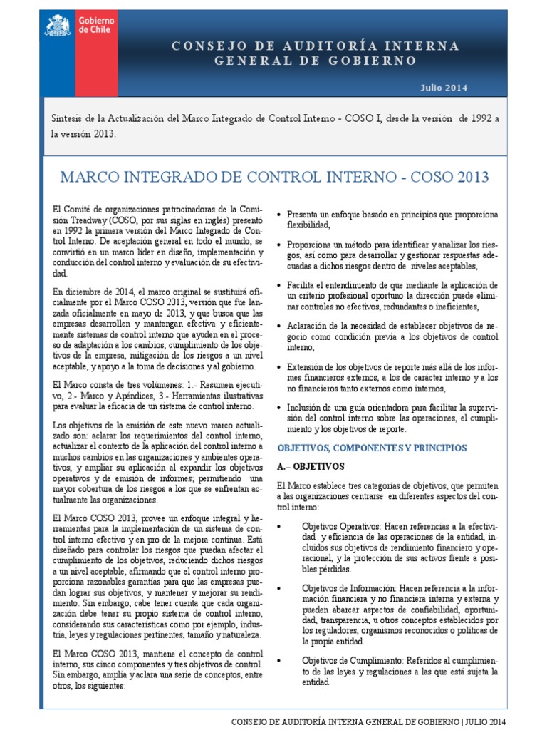 Marco COSO 2013: Control Interno Efectivo | PDF | Información | Sistema ...