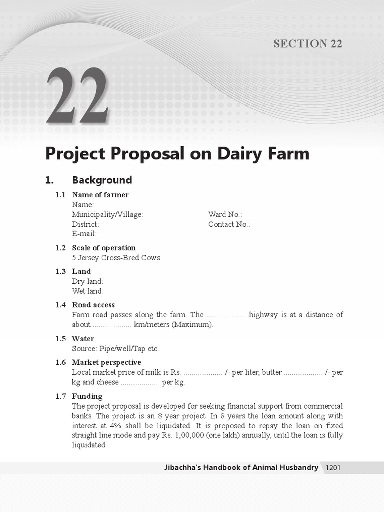 Project Proposal on dairy farm Dairy Farming Cattle