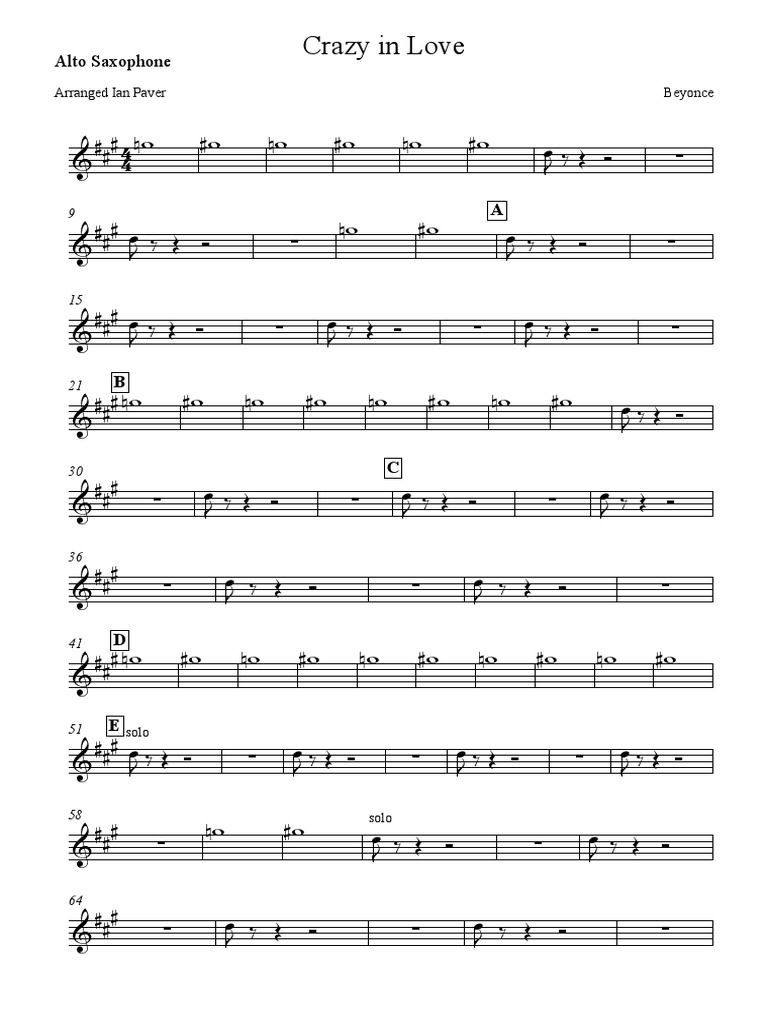 Crazy in Love Alto Saxophone