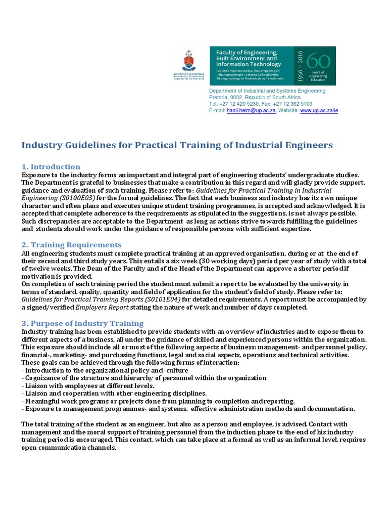 Industry Training Guidelines for Engineers | PDF | Operations ...