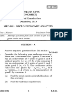 MEC-001 Master of Arts (Economics) Term-End Examination December, 2013 Mec-001: Micro Economic Analysis