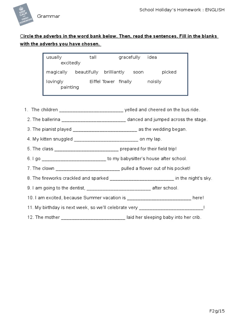 English Grammar Homework Activities | PDF | Languages | Leisure