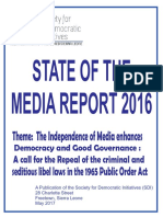 State of Media Report Calls for Repeal of Criminal Libel Laws