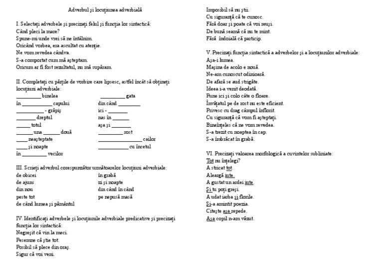 0 Adverbul Si Locutiunea Adverbiala | PDF