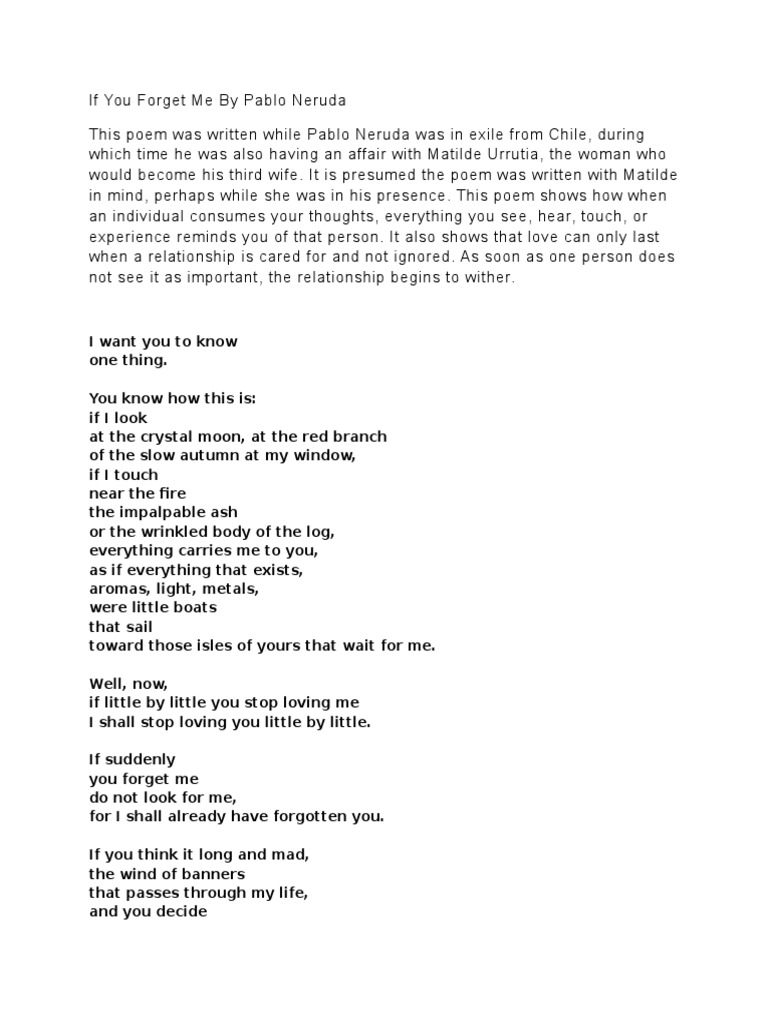 If You Forget Me By Pablo Neruda Pdf