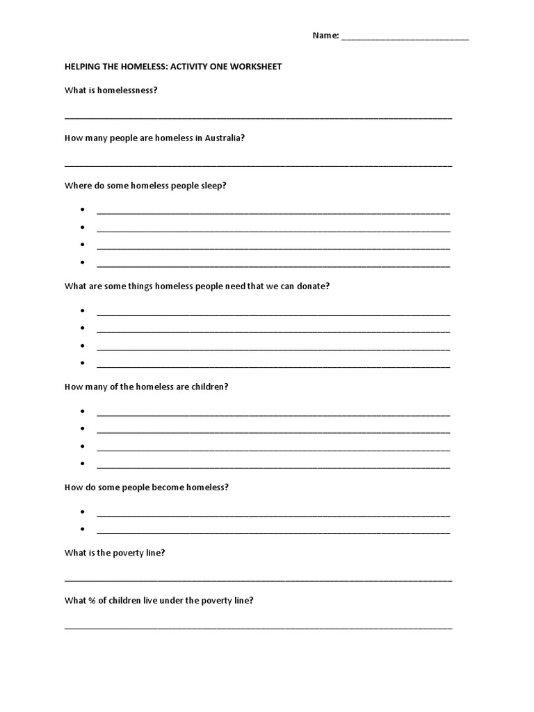 Homelessness Education Worksheet | PDF | Career & Growth | Self-Improvement