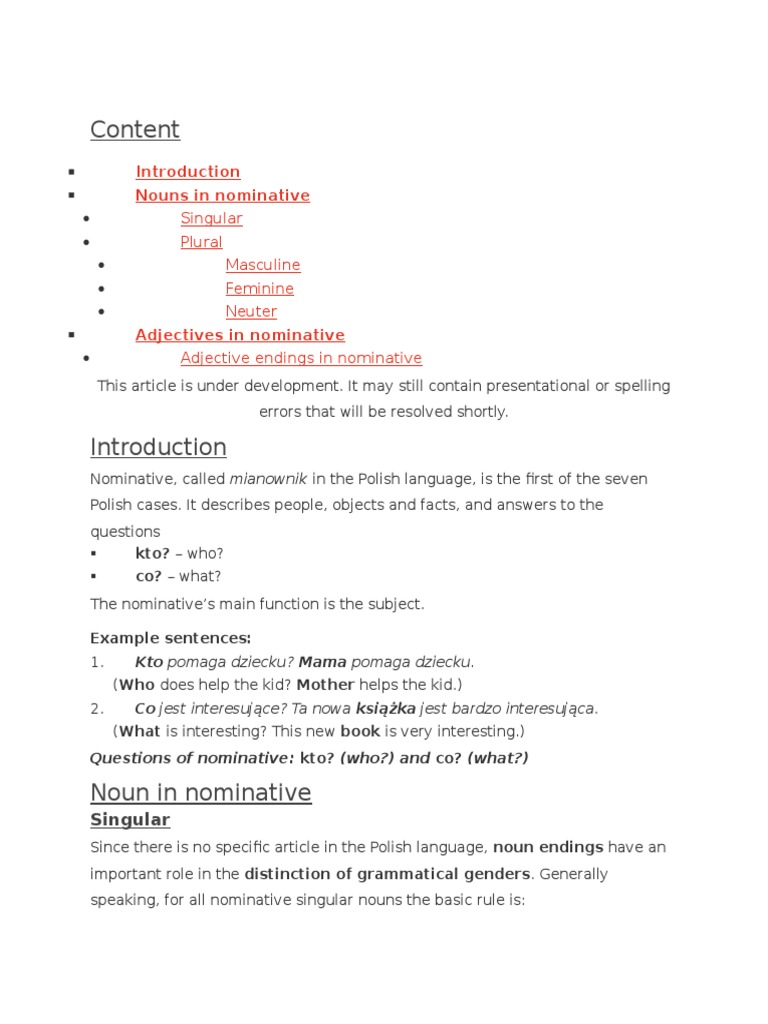 Polish Grammar | PDF | Grammatical Gender | Grammatical Number