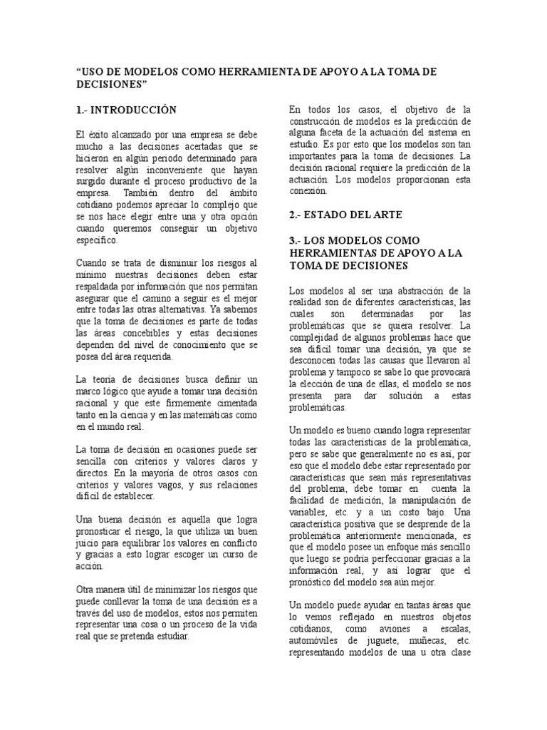 Modelos para la Toma de Decisiones | PDF | Toma de decisiones ...