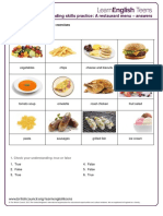 A Restaurant Menu - Answers 2