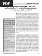 Correlação Entre Incapacidade Funcional Lombar e Índices Da Aptidão Física Para a Saúde