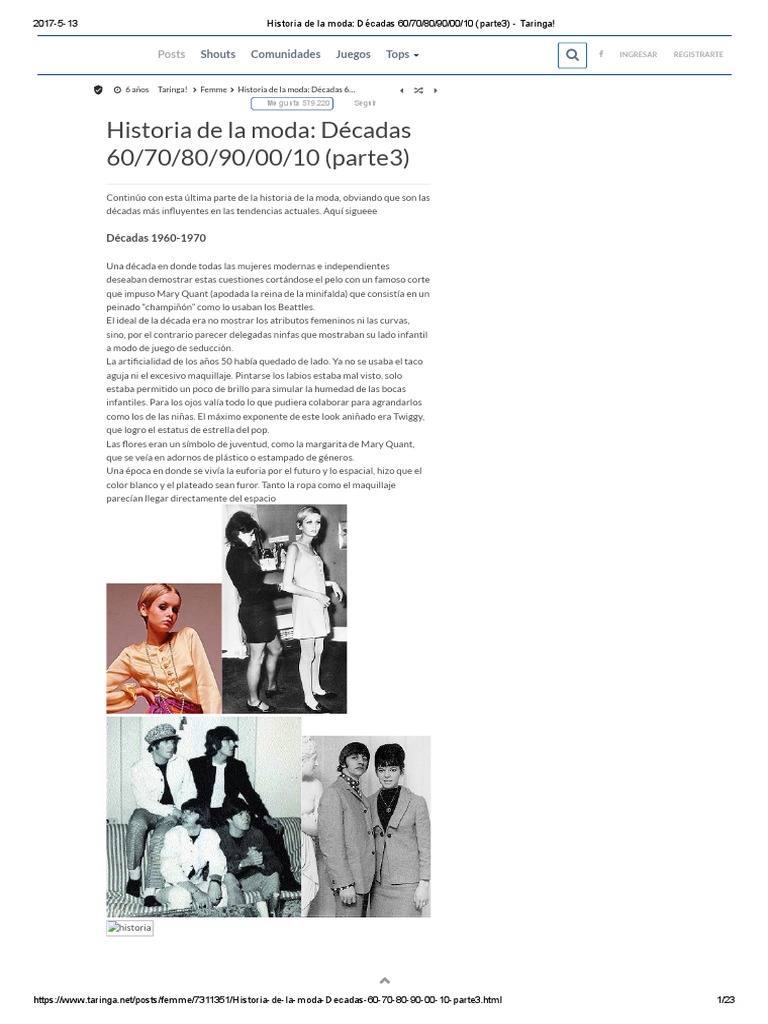 Historia de La Moda - Décadas 60-70-80-90-00-10 (Parte3) | PDF | Moda ...