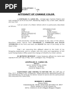 Affidavit of Change of Color of Vehicle
