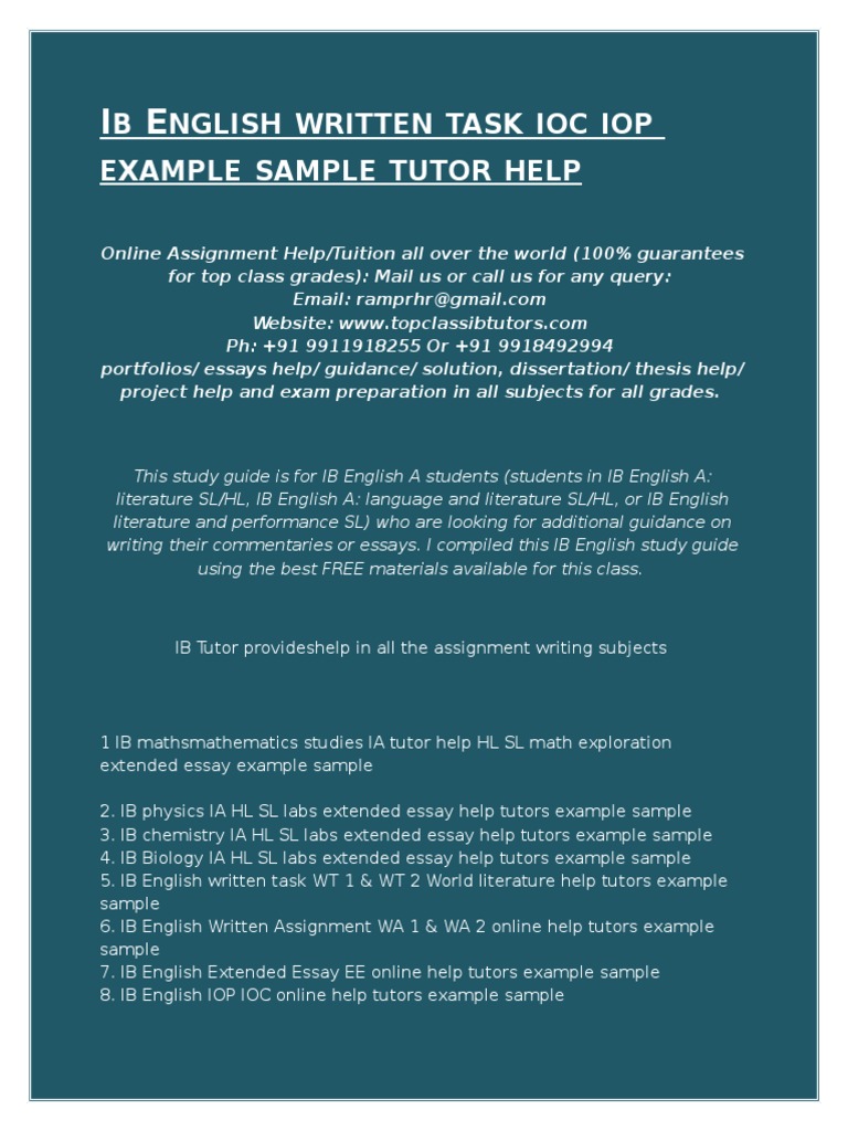 IB English IOC and IOP Guide | PDF | Thesis | Tutor