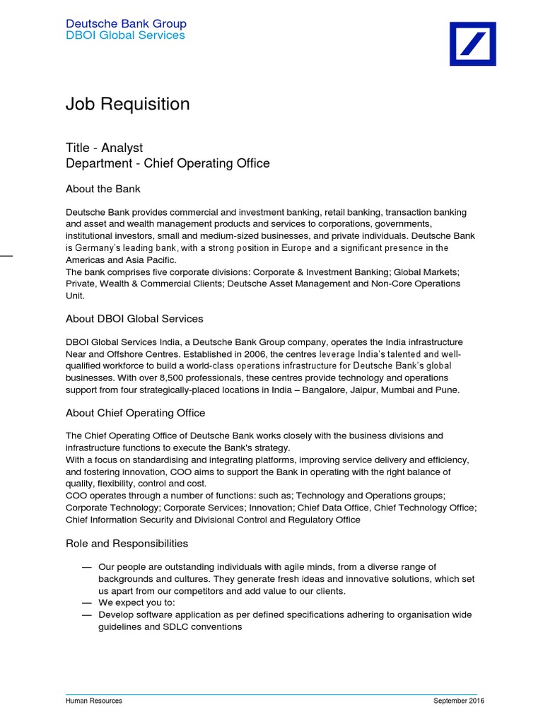 Deutsche Bank It Jobs Pune