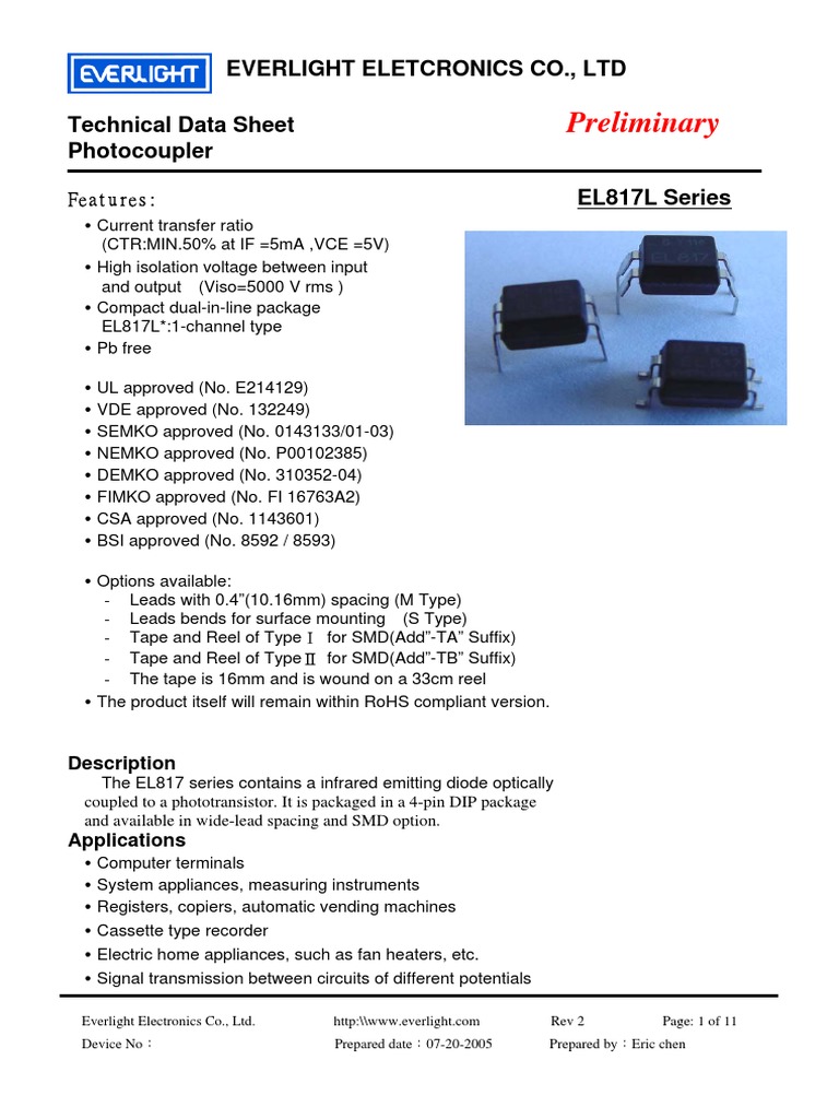 datasheet EL817.pdf Electrical Components