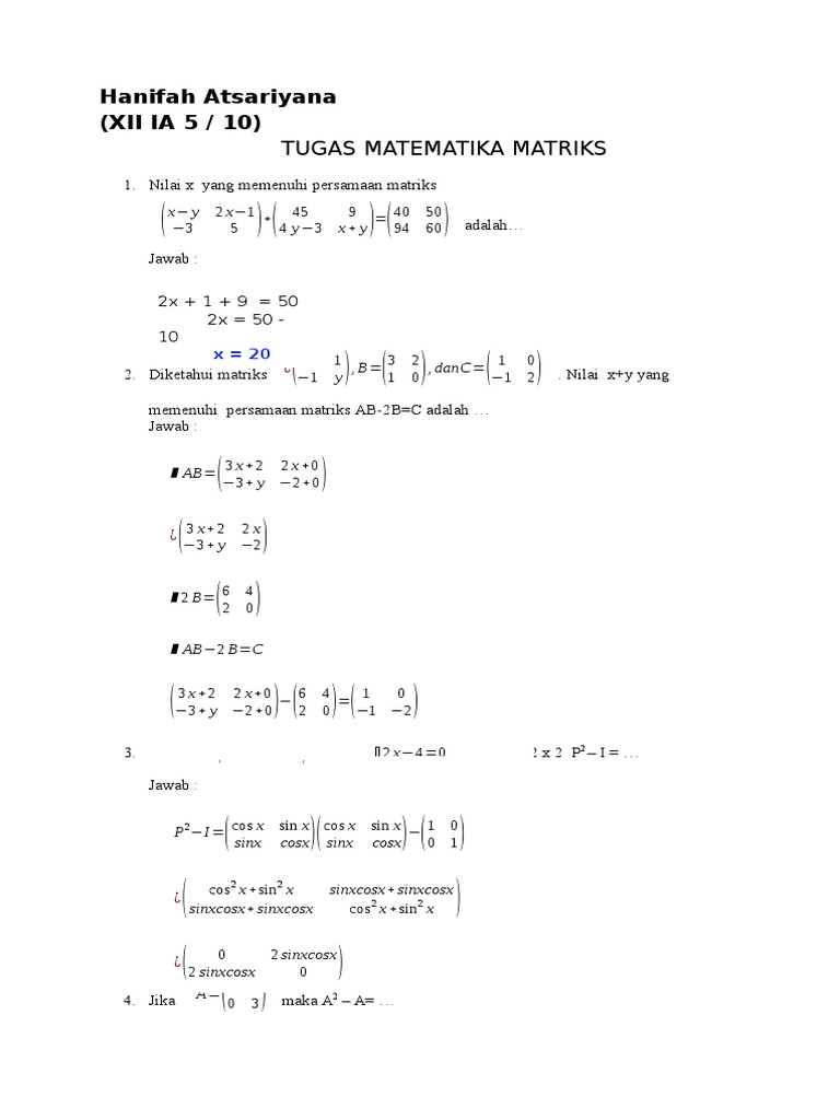 15++ Contoh Soal Cerita Matriks Ordo 3x3 Kumpulan Contoh