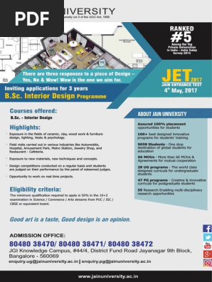 Admission Open For 3 Years B Sc Interior Design Program At