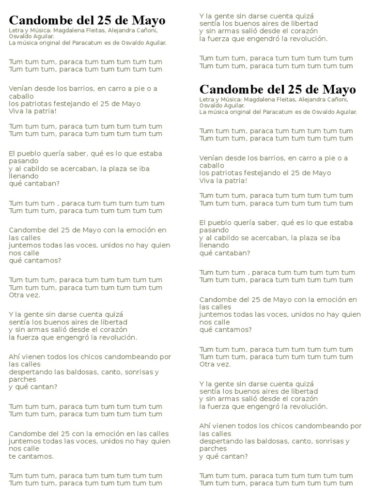 Letra Candombe Del 25 de Mayo Ocio Entretenimiento (general)