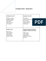 INFS3220-C1 Systems Analysis & Design Teams - Spring 2014: Analysis Team #1 Analysis Team #2