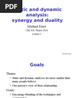 Static and Dynamic Analysis: Synergy and Duality: Michael Ernst