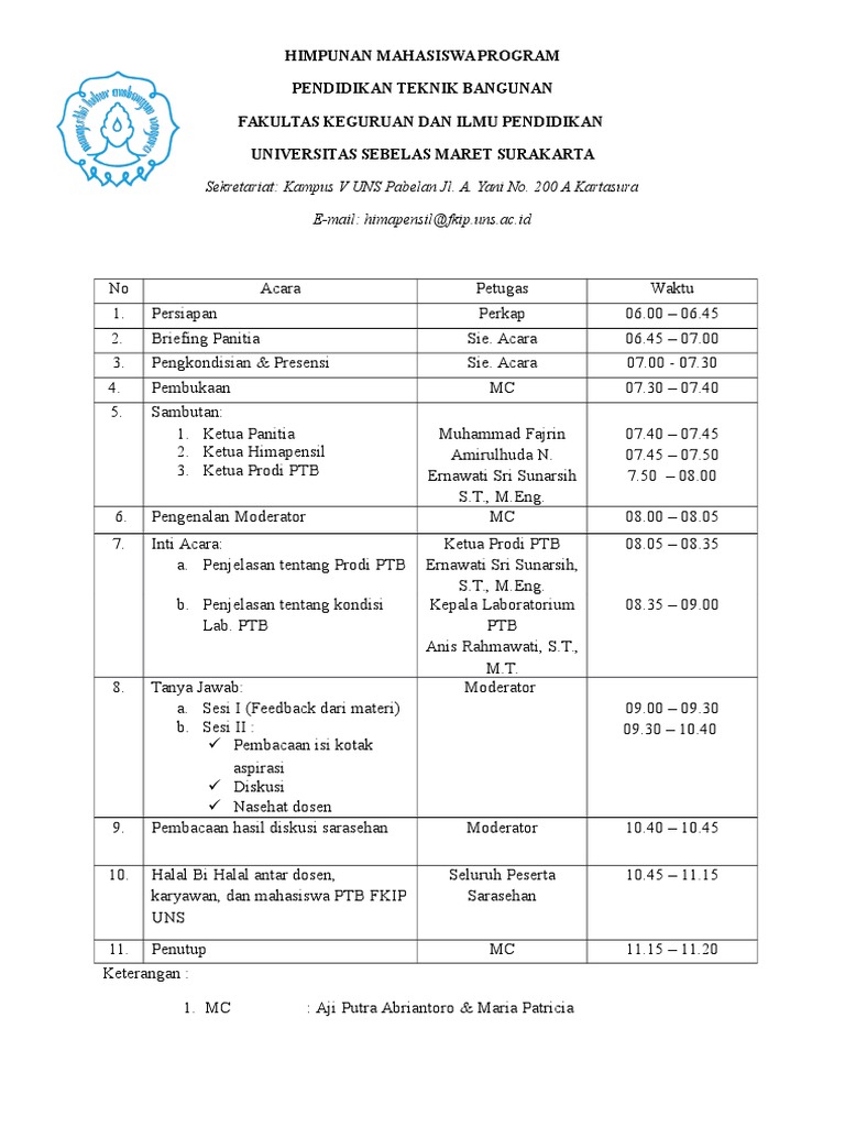Rundown Acara Sarasehan Docx
