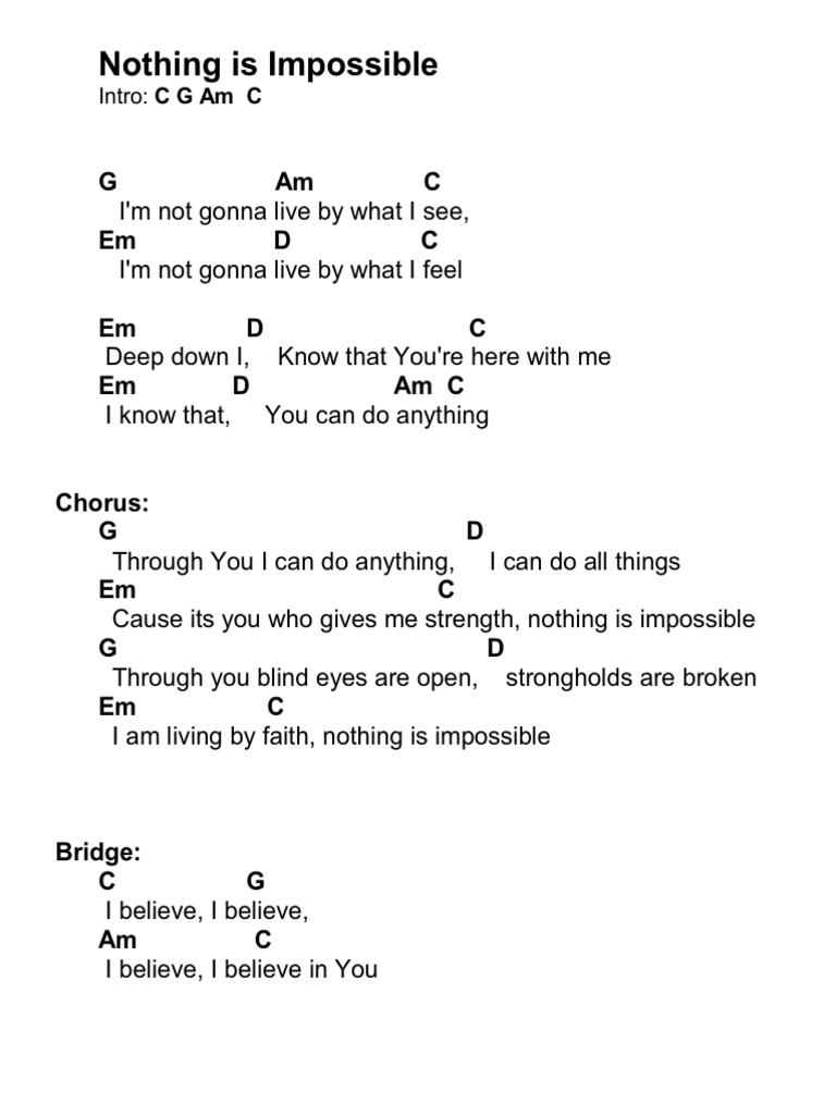 Nothing Is Impossible CHORDS PDF