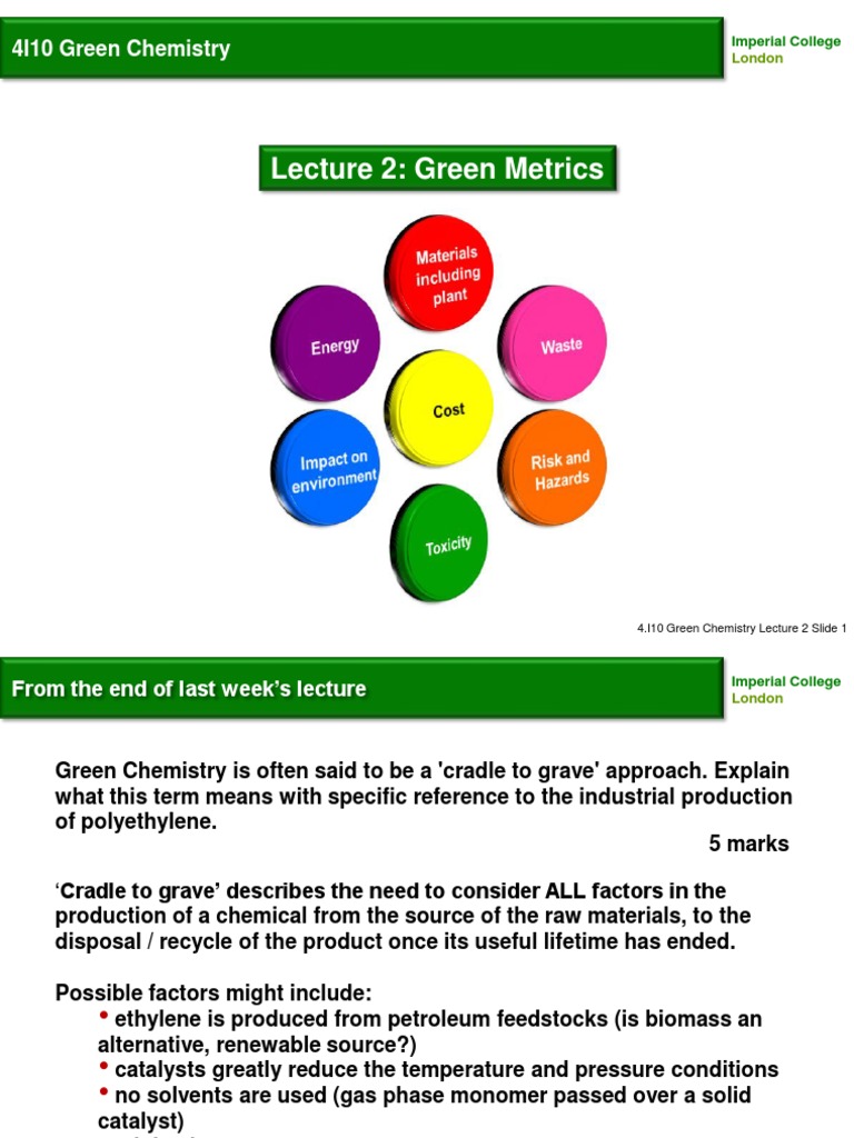 Green Metrics Green Chemistry Chemical Reactions