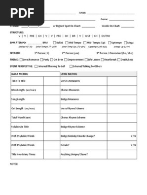 Worksheets Songwriting