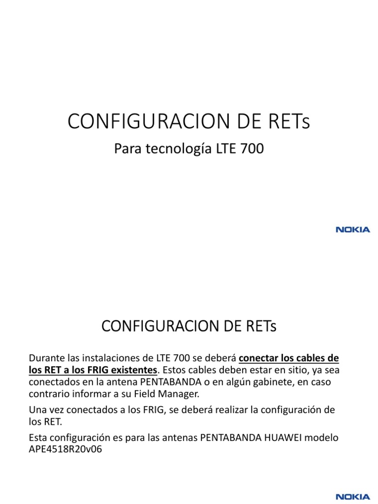 Configuración de RETs para LTE 700 | PDF | Telecomunicaciones ...