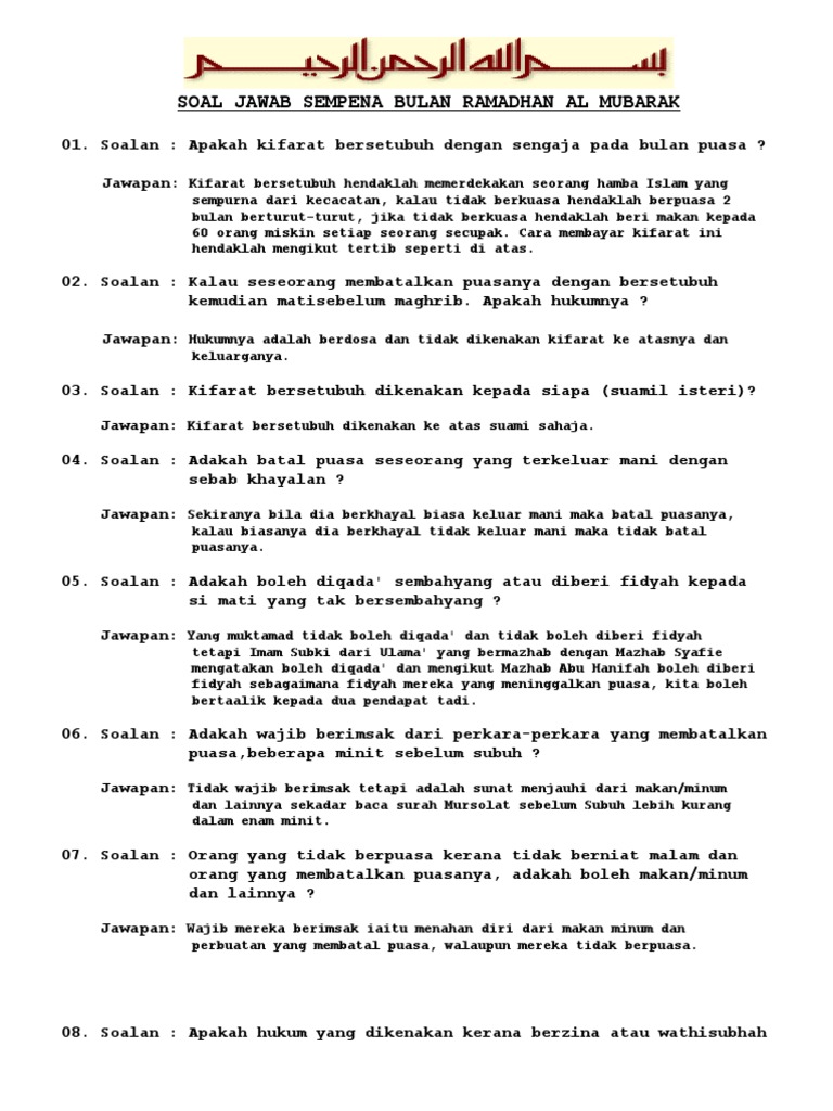 Soal Jawab Fidyah Puasa - SOALNA