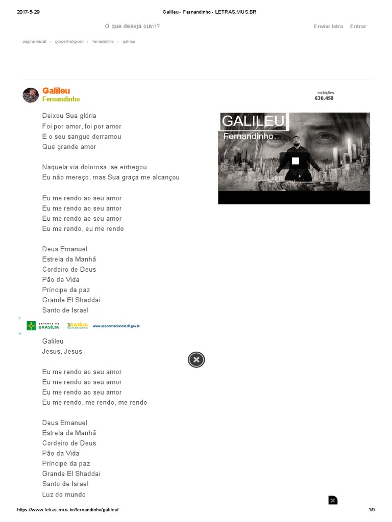 Galileu - Fernandinho - LETRAS - Mus | PDF | Jesus | Amor