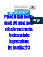Tabulador Precios Mano de Obra Sector Co PDF