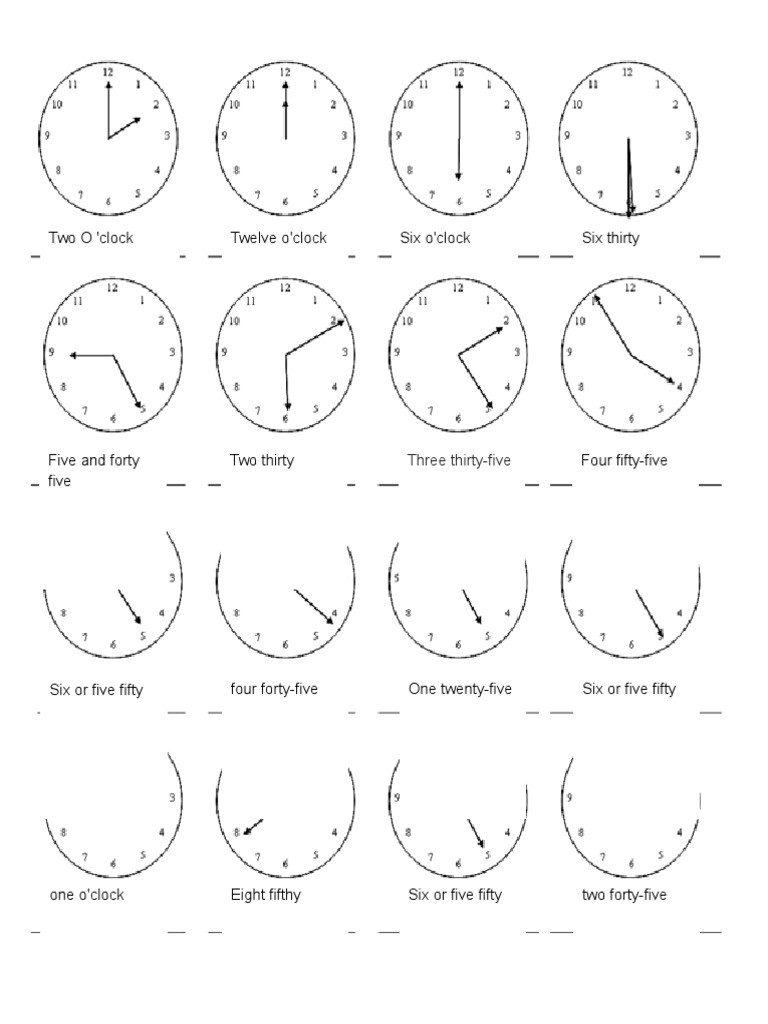 Six O'clock Two O 'Clock Six Thirty Twelve O'clock PDF