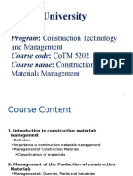 Jigjiga University Coet: Program: Construction Technology Course Code: Cotm 5202 Course Name: Construction