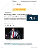 Denúncia No Tribuna Do Ceará Sobre Propina No Governo Cid Gomes Ganha Repercussão Nacional