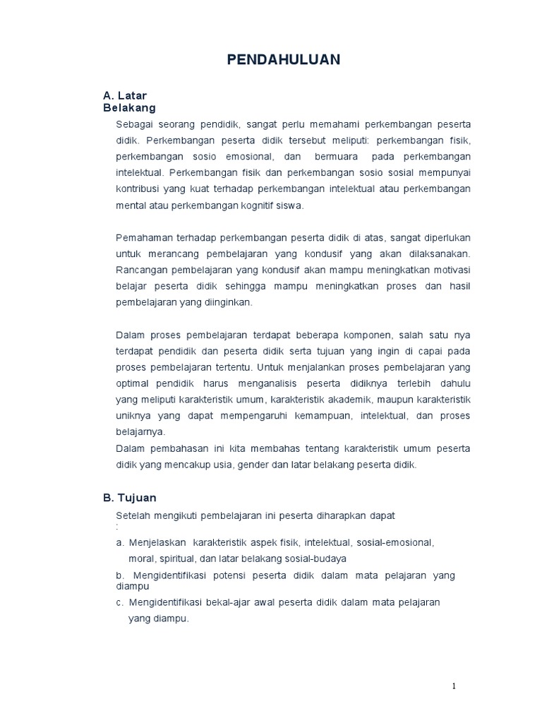 Contoh Soal Pilihan Ganda Perkembangan Peserta Didik