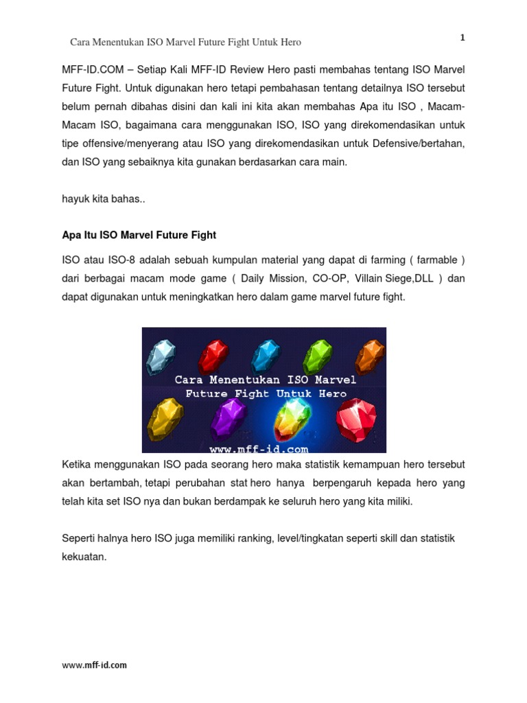 Panduan Lengkap ISO Marvel Future Fight | PDF
