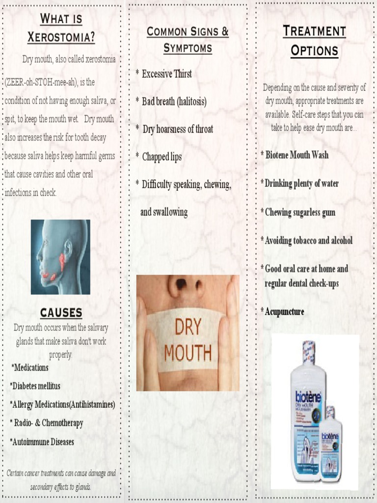 Xerostomia Brochure PDF Clinical Medicine Medical Specialties