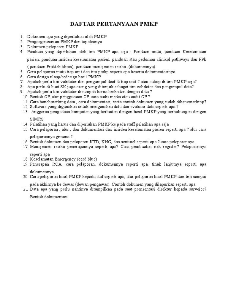 Pertanyaan PMKP