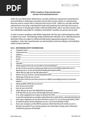 HIPAA Questionairre