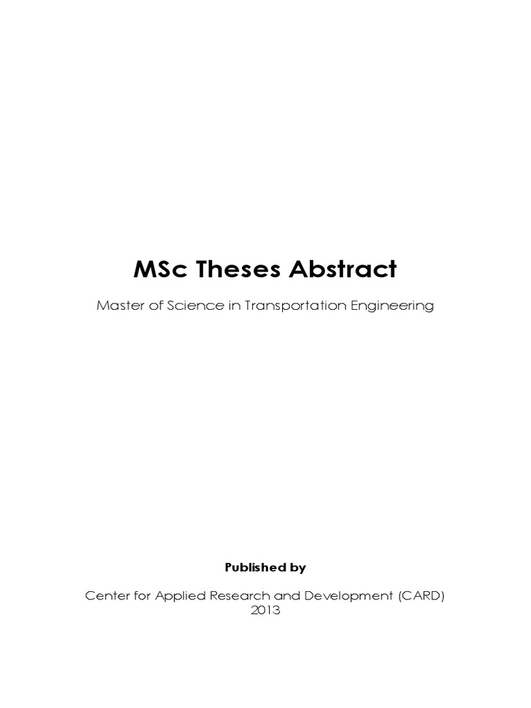 MSC Abstracts Transportation - Engg | PDF | Traffic Collision ...